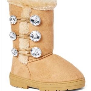 Chatz tan toddler girl winter boot, rhinestones
